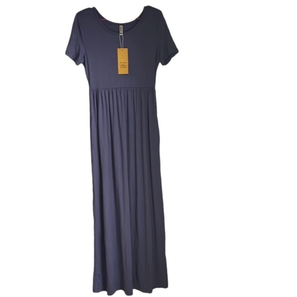 NWT GRECERELLE Short Sleeve Crewneck High Waist Casual Loose Long Dress - Picture 3 of 7